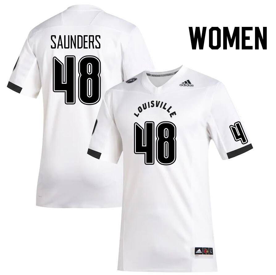Women #48 Dakadrien Saunders Louisville Cardinals College Football Jerseys Stitched Sale-White - Click Image to Close